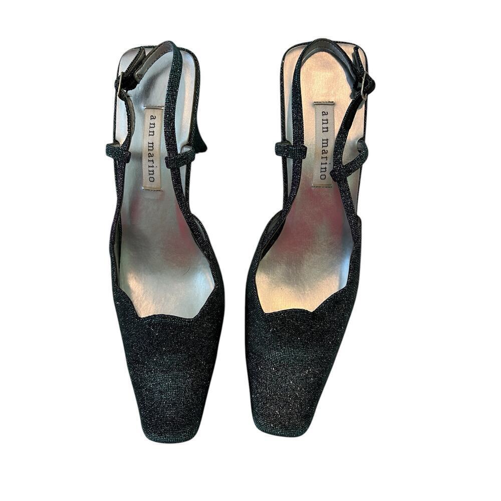 Ann Marino Heel Strap Square Toe Green/Purple Glittered Heels. 9M